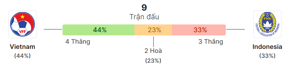 Thong ke doi dau Việt Nam vs Indonesia